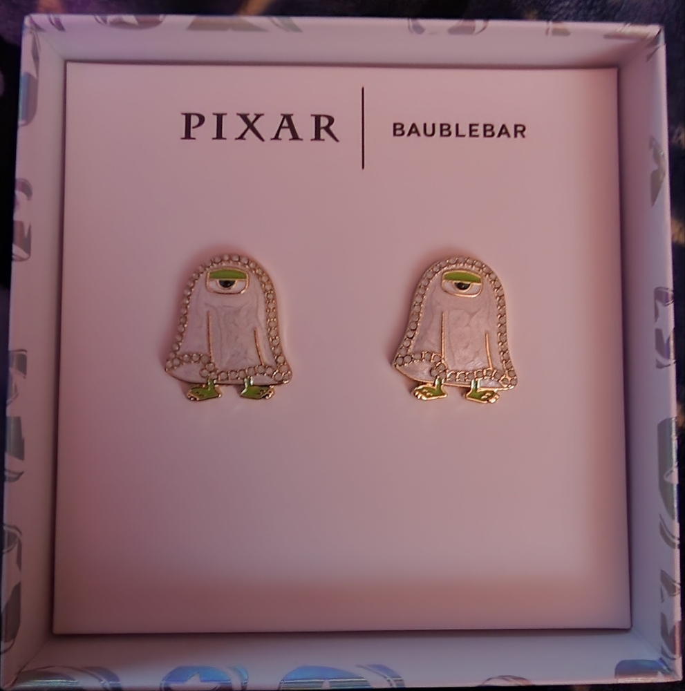 Pixar Baublebar Ghost Character White and Gold Earrings✨️👻
